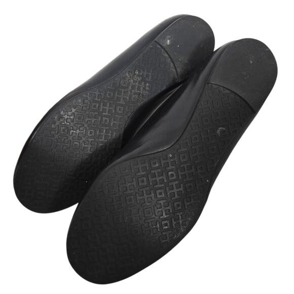 Tory Burch Reva Mestico Ballet Flats Black Leather Round Toe Logo Medallion 6 - Picture 14 of 16